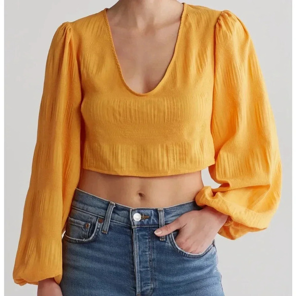 Vici X Caitlyn Woman’s Crop Top Size Medium Long Sleeve V Neck Rope Tie NEW - Picture 8 of 8